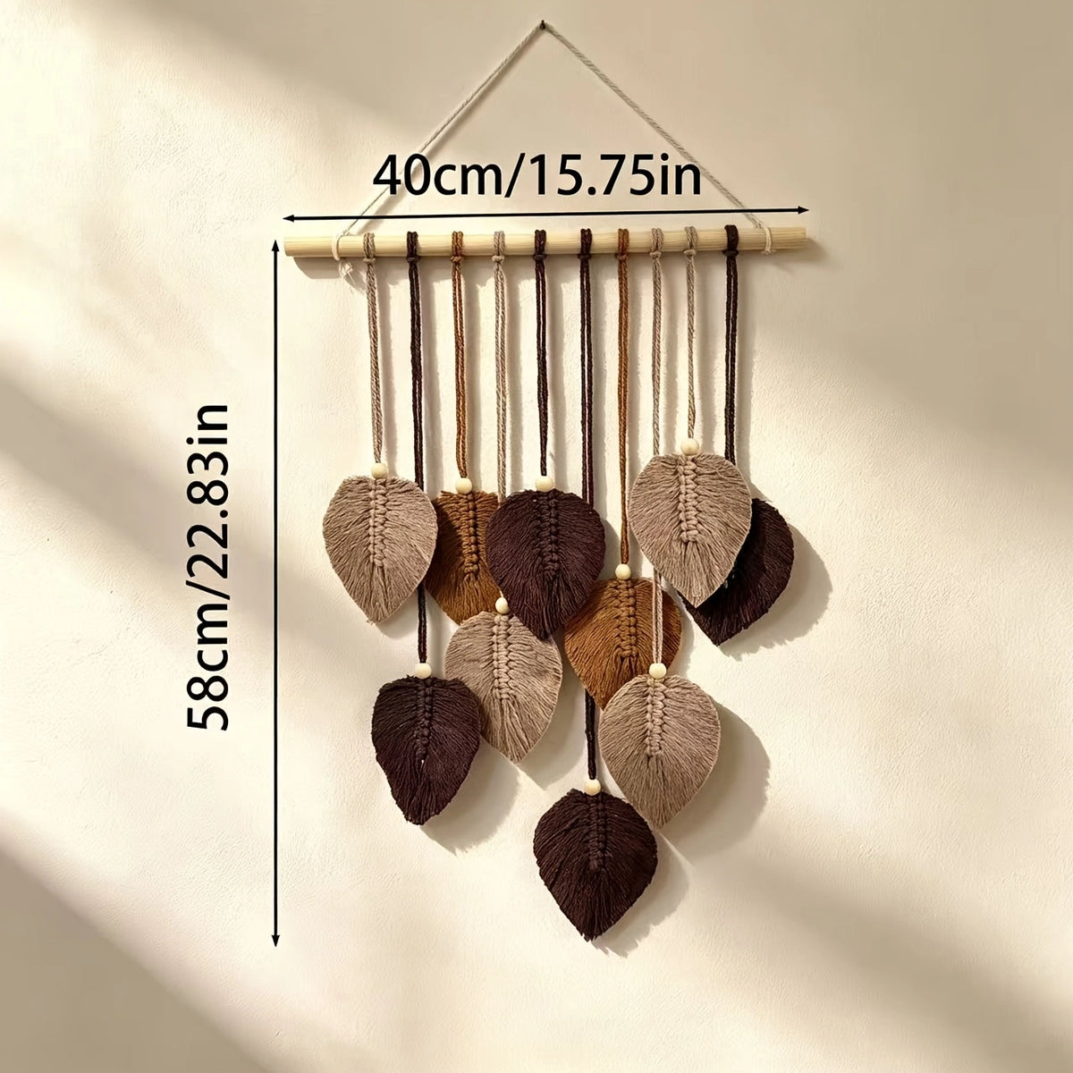 Tapeçaria Boho Macramê Folha Maison Fio Ferrugem Lenogue
