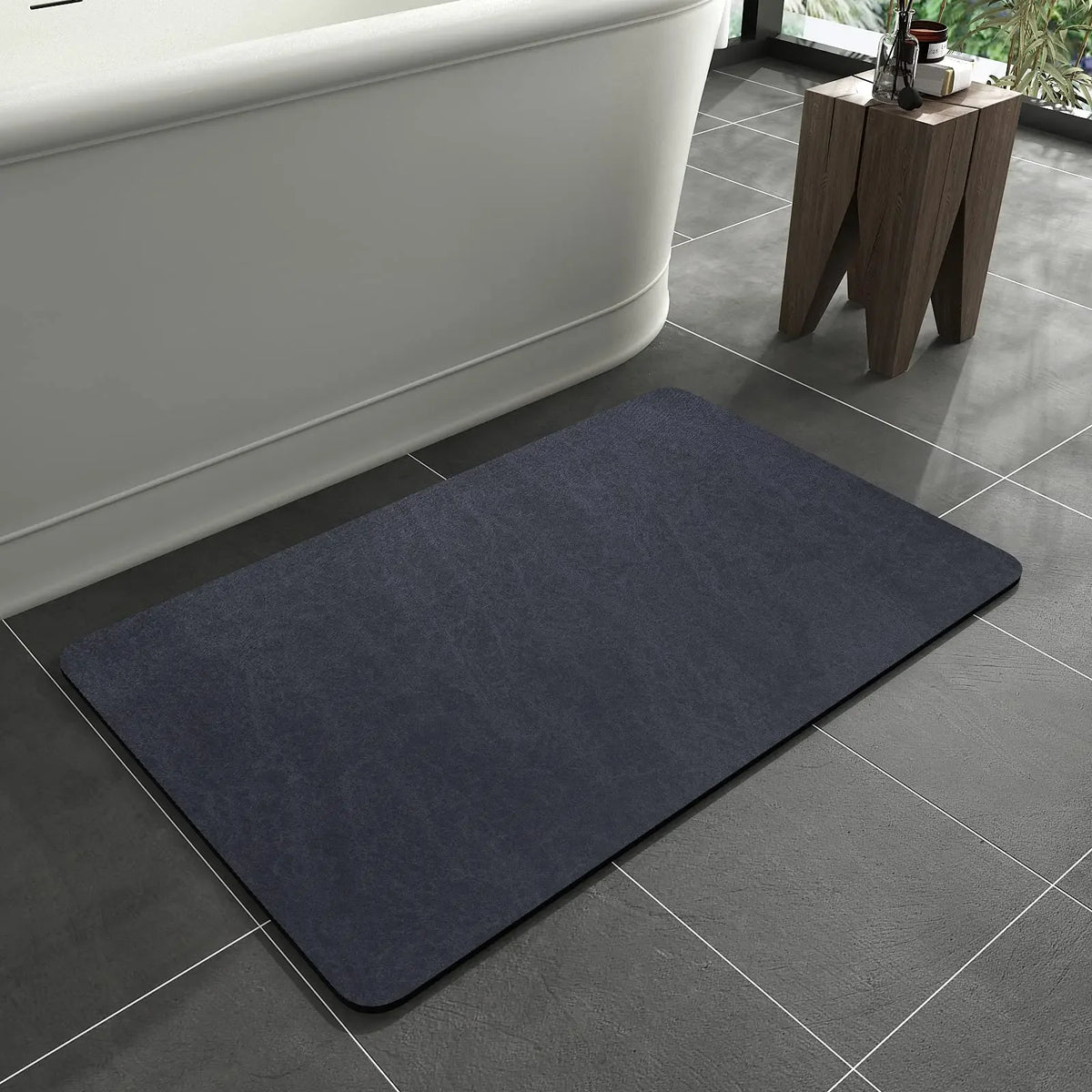 Tapete Absorvente Antiderrapante de Banheiro em Diatomita para Piso Lenogue Azul Escuro / 40 x 60 Cm