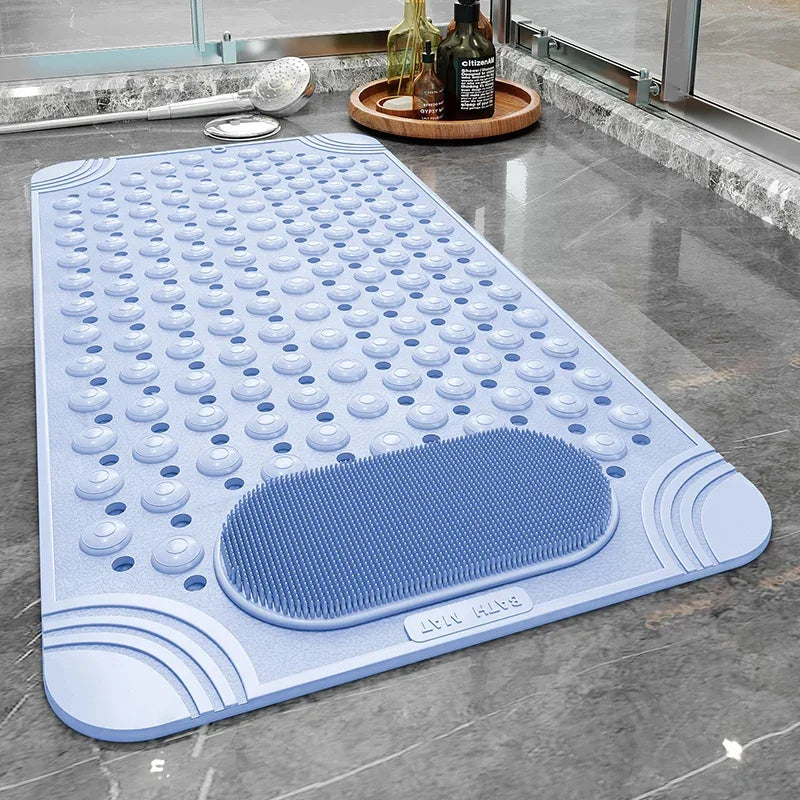 Tapete Antiderrapante com Massagem e Textura Soft para Banheiro Lenogue Azul / 36 x 70 Cm