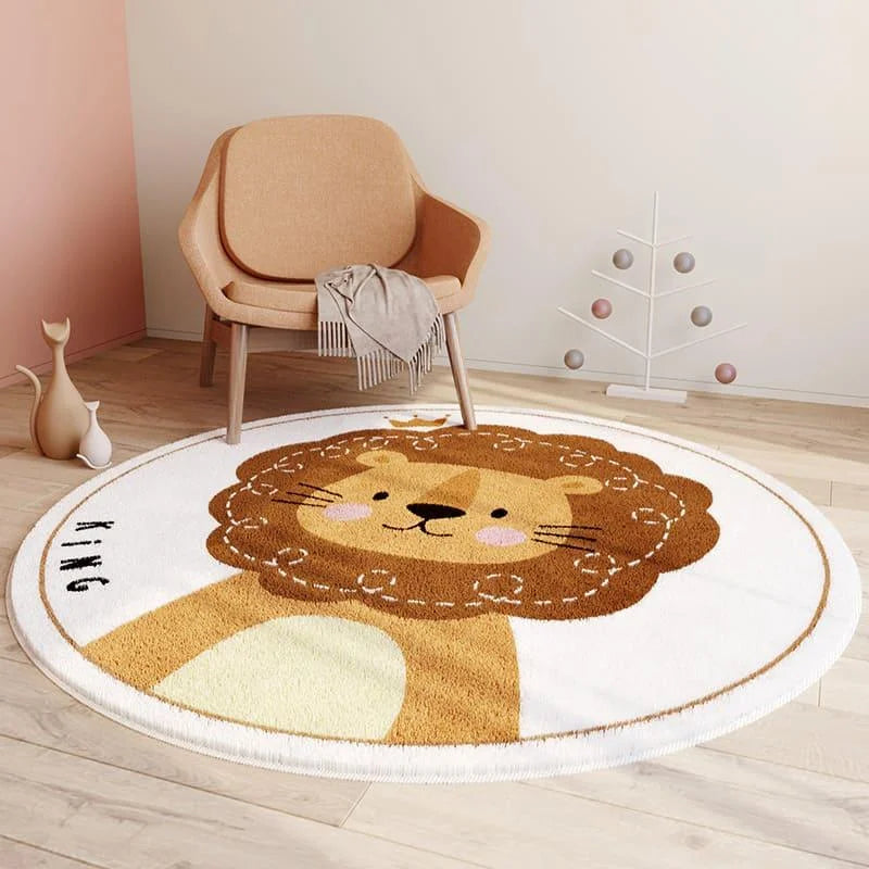 Tapete Infantil Redondo Leão Antiderrapante Lenogue / 80cm x