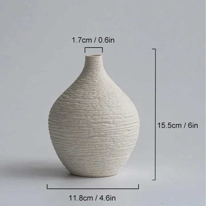 Vaso de Cerâmica Boca Estreita Estilo Nórdico para Sala Lenogue