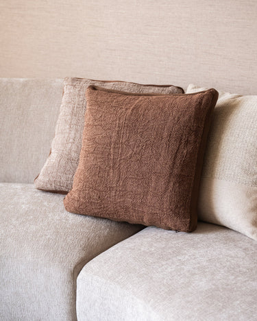 100% Feather Cushion Alpha Mocha Linen - Things I Like Things I Love