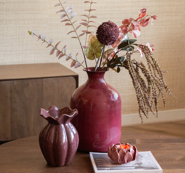 Large Deco Vaas Metal Burgundy
