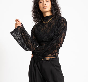 TILTIL Blair Spitzen-Langarmshirt Schwarz
