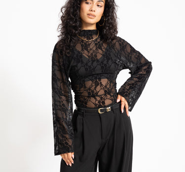TILTIL Blair Spitzen-Langarmshirt Schwarz
