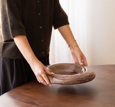 Handgefertigte Deko-Schale Jade-Glas