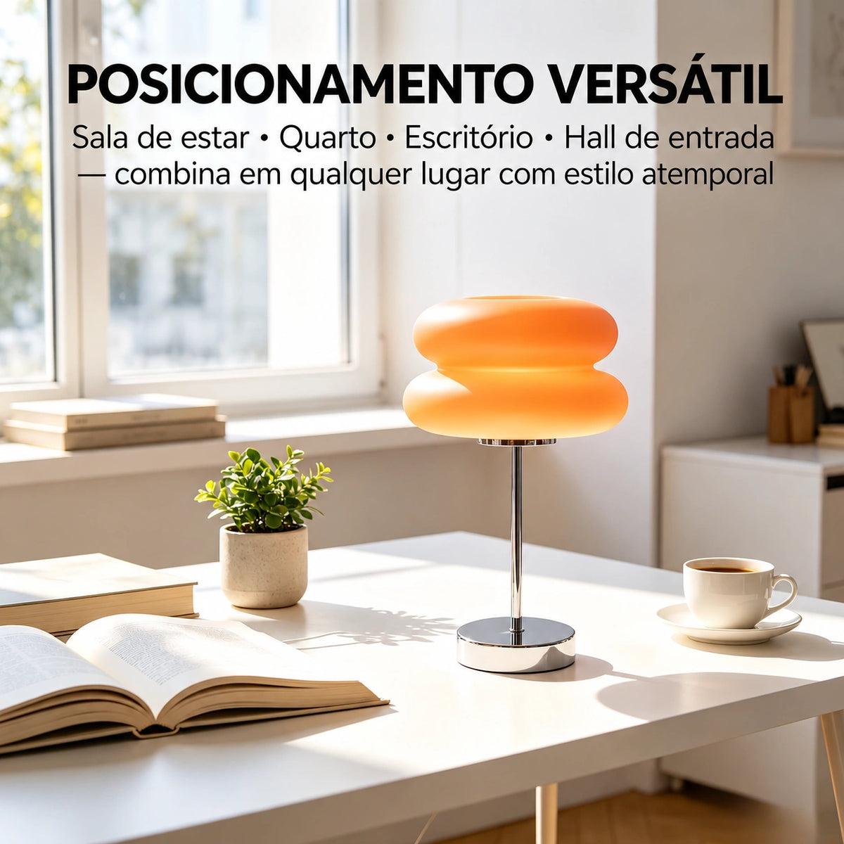 Abajur de Mesa Bauhaus Élégance Luz Regulável Base Metal Lenogue