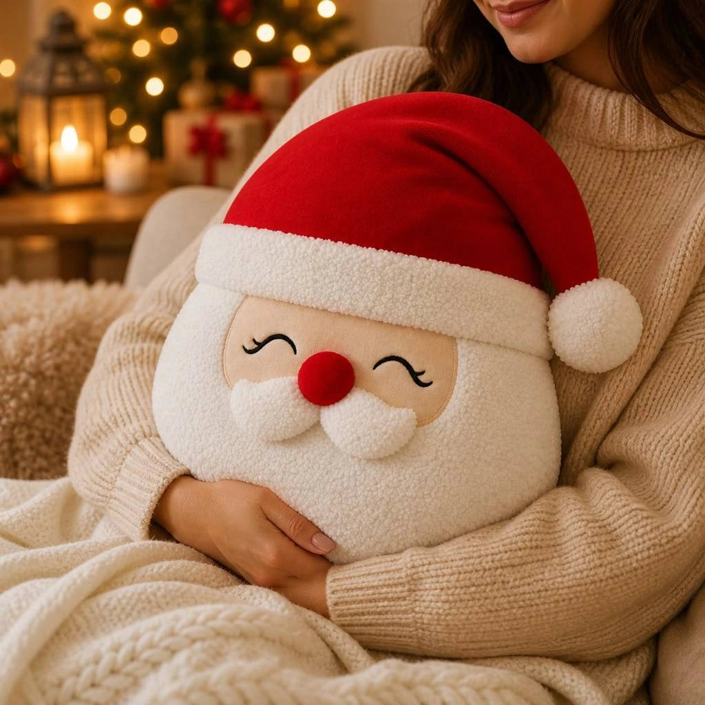 Almofada Natalina Papai Noel Confort Pelúcia Fibra Siliconada Lenogue