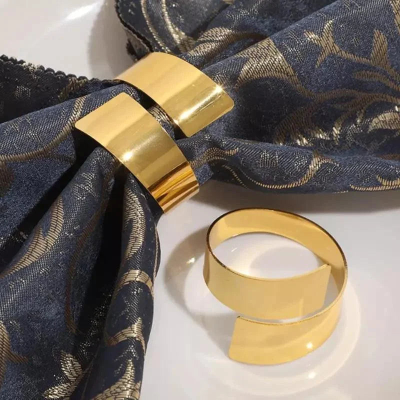 Anéis para Guardanapos de Metal Design Espiral Dourado 6 Peças Lenogue