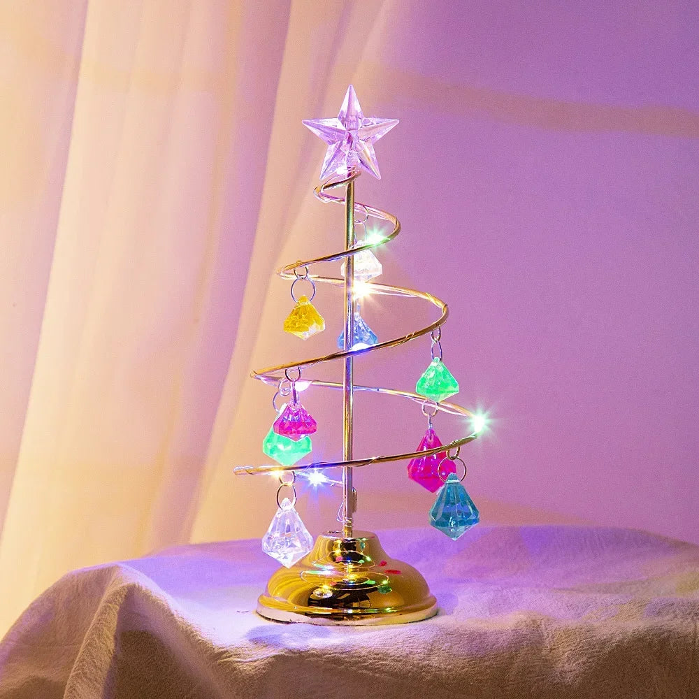 Árvore de Natal Led Efeito Cristal com Acabamento Metalizado Lenogue Multicolorido