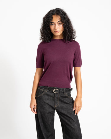 Aware Cara O-Neck Wool Knit Top Catawba Grape - Things I Like Things I Love