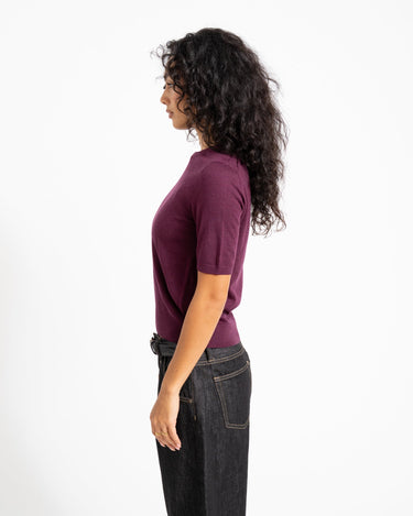 Aware Cara O-Neck Wool Knit Top Catawba Grape - Things I Like Things I Love