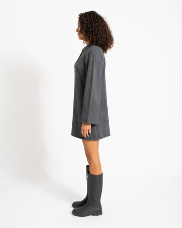 Aware Dianna Polo Mini Knit Dress Dark Grey Melange - Things I Like Things I Love