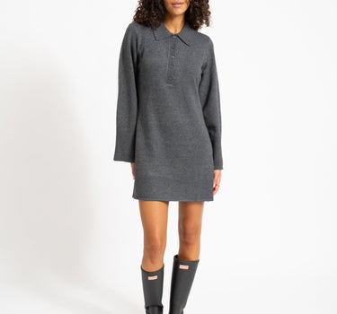 Aware Dianna Polo Mini Knit Dress Dark Grey Melange - Things I Like Things I Love