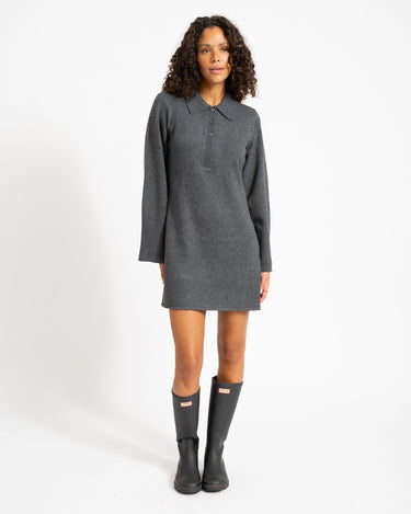 Aware Dianna Polo Mini Knit Dress Dark Grey Melange - Things I Like Things I Love