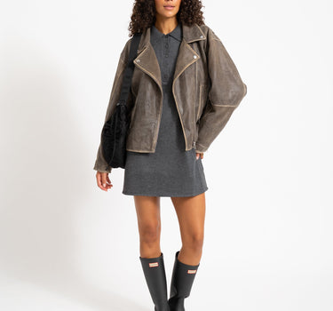 Aware Dianna Polo Mini Knit Dress Dark Grey Melange - Things I Like Things I Love