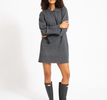 Aware Dianna Polo Mini Knit Dress Dark Grey Melange - Things I Like Things I Love