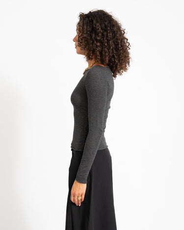 Aware Glesha Boatneck Top Dark Grey Melange - Things I Like Things I Love