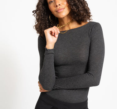 Aware Glesha Boatneck Top Dark Grey Melange - Things I Like Things I Love
