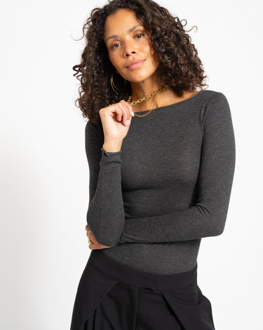 Aware Glesha Boatneck Top Dark Grey Melange - Things I Like Things I Love