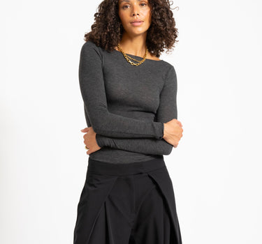 Aware Glesha Boatneck Top Dark Grey Melange - Things I Like Things I Love