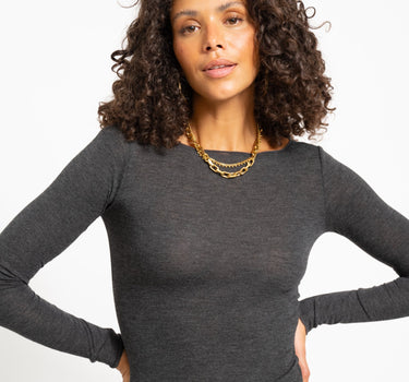 Aware Glesha Boatneck Top Dark Grey Melange - Things I Like Things I Love