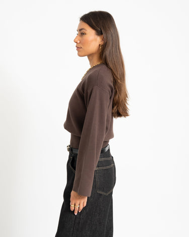 Aware Hanna Crew Neck Knit Pullover Chocolate Torte - Things I Like Things I Love