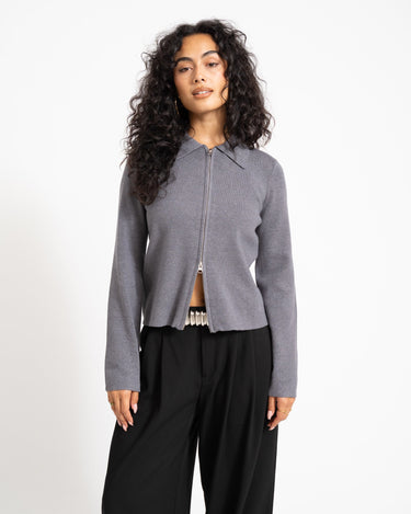 Aware Hanna Knit Cardigan Dark Grey Melange - Things I Like Things I Love