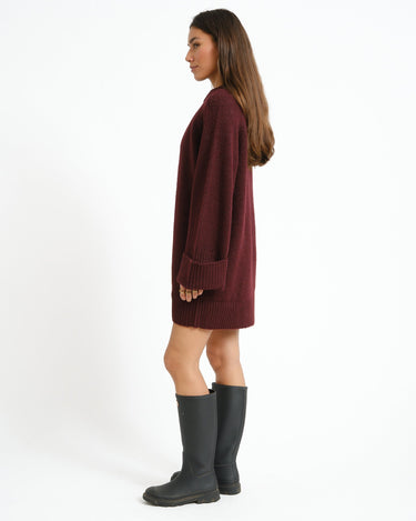 Aware Novah O-Neck Knit Mini Dress Winetasting - Things I Like Things I Love