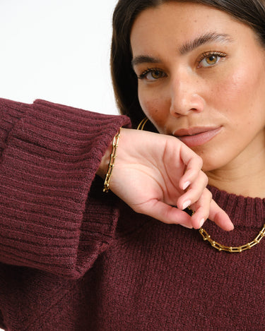 Aware Novah O-Neck Knit Mini Dress Winetasting - Things I Like Things I Love