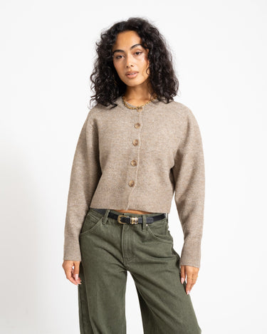Aware Osterbro O-Neck Knit Cardigan Natural Melange - Things I Like Things I Love