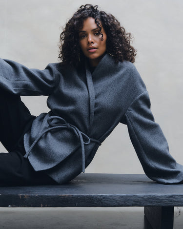 Aware Sijina V-Neck Short Jacket Dark Grey Melange - Things I Like Things I Love