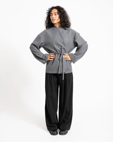 Aware Sijina V-Neck Short Jacket Dark Grey Melange - Things I Like Things I Love