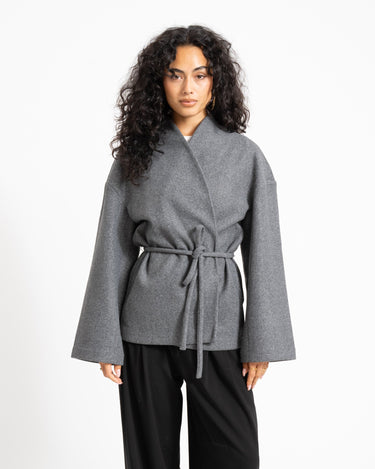 Aware Sijina V-Neck Short Jacket Dark Grey Melange - Things I Like Things I Love