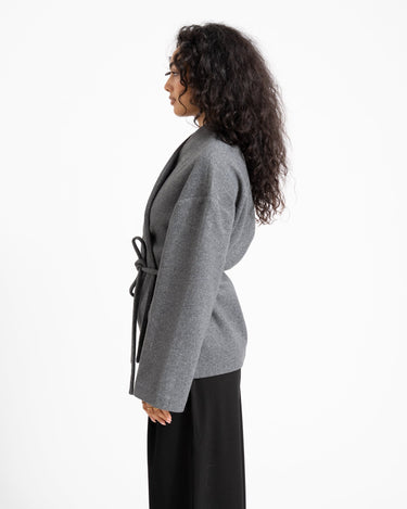 Aware Sijina V-Neck Short Jacket Dark Grey Melange - Things I Like Things I Love