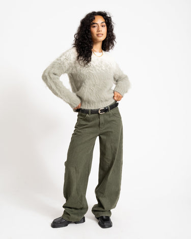 Aware Stroget O-Neck Knit Fog Groen/Birch - Things I Like Things I Love