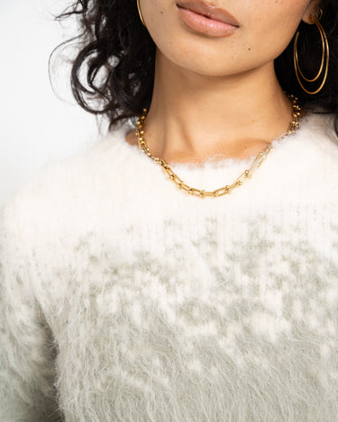 Aware Stroget O-Neck Knit Fog Groen/Birch - Things I Like Things I Love