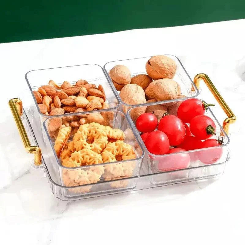 Bandeja Multifuncional para Lanches com Potes Organizadores Lenogue Transparente (4 Potes)