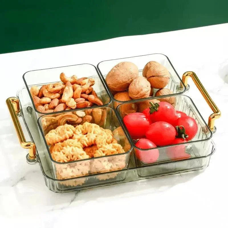 Bandeja Multifuncional para Lanches com Potes Organizadores Lenogue Verde (4 Potes)