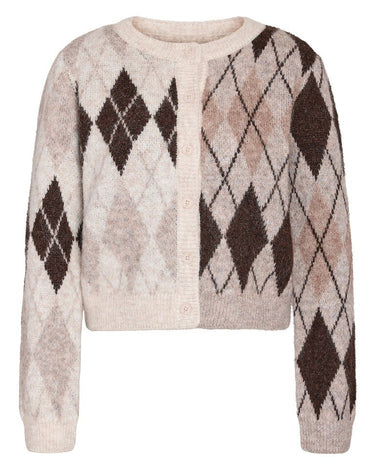 Bless Argyle Knit Cardigan Birch - Things I Like Things I Love