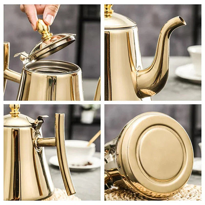 Bule de Aço Premium com Infusor Removível para Chá e Café Lenogue
