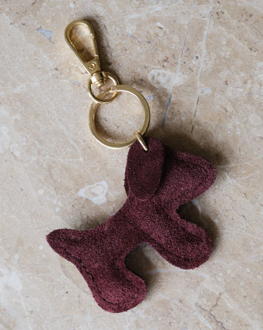 Bumpy Dog Bag Charm Real Suede Bordeaux - Things I Like Things I Love