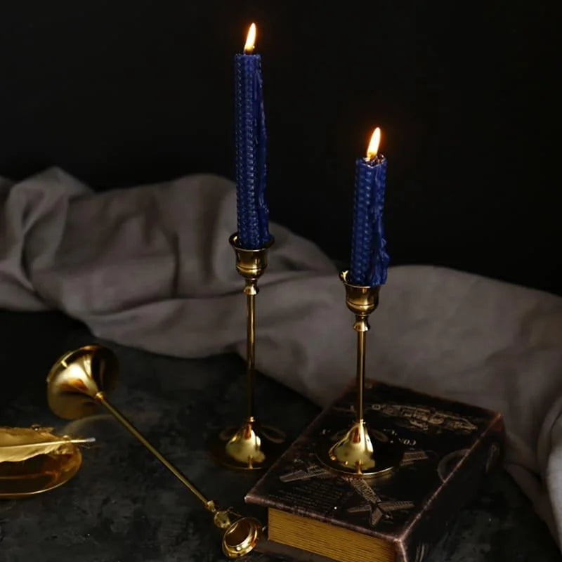 Candelabro Retrô de Metal para Velas e Decoração Clássica Lenogue Dourado (3 Peças)
