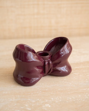 Candle Holder Bow Burgundy - Things I Like Things I Love