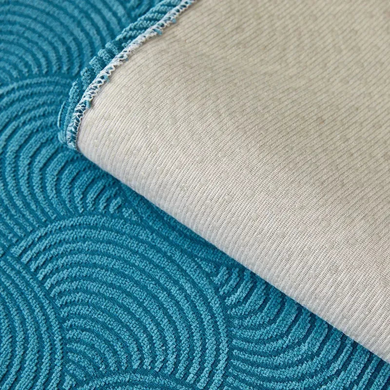 Capa de Sofá Chenille Jacquard Azul Antiderrapante com Relevo Lenogue