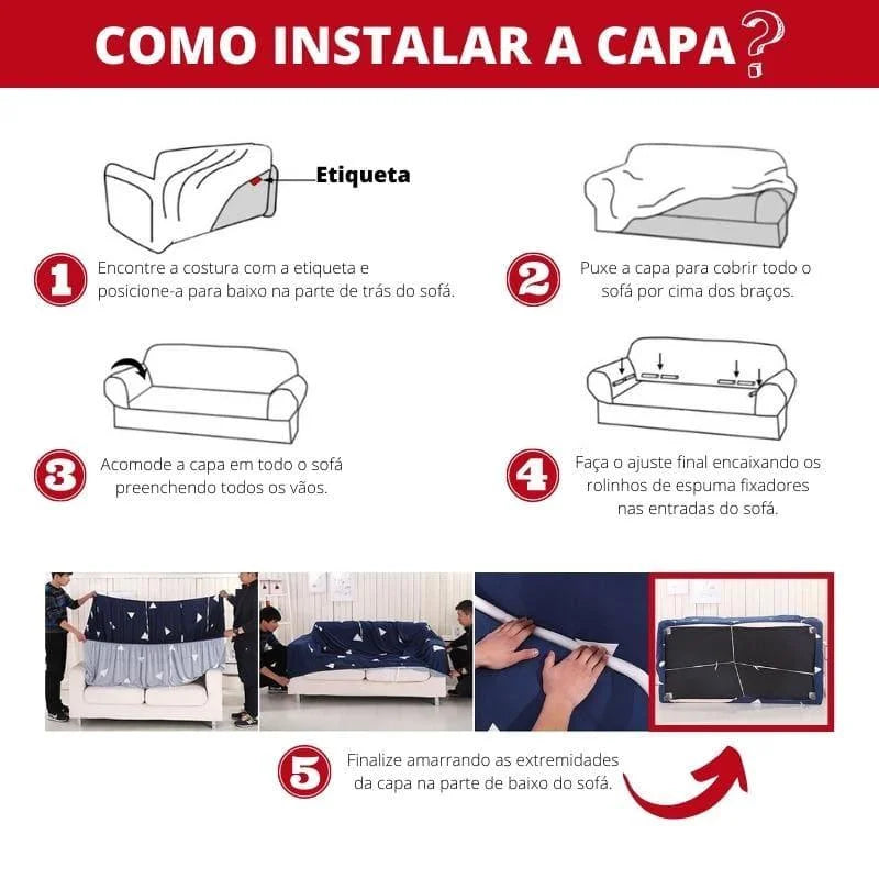 Capa para Sofá Spandex Cinza Escuro Impermeável para Sala Lenogue