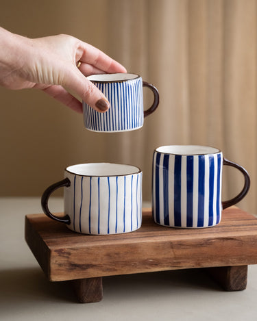 Cappuccino Mug Anafi Blue Stripe - Things I Like Things I Love