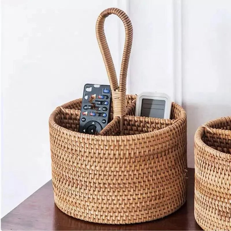 Cesta de Armazenamento em Vime Rattan Feita à Mão para Organização Lenogue