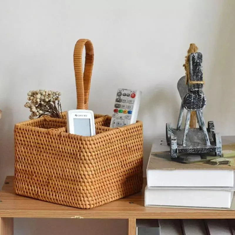 Cesta de Armazenamento em Vime Rattan Feita à Mão para Organização Lenogue