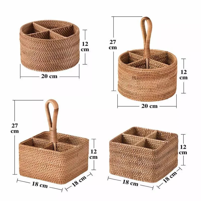 Cesta de Armazenamento em Vime Rattan Feita à Mão para Organização Lenogue